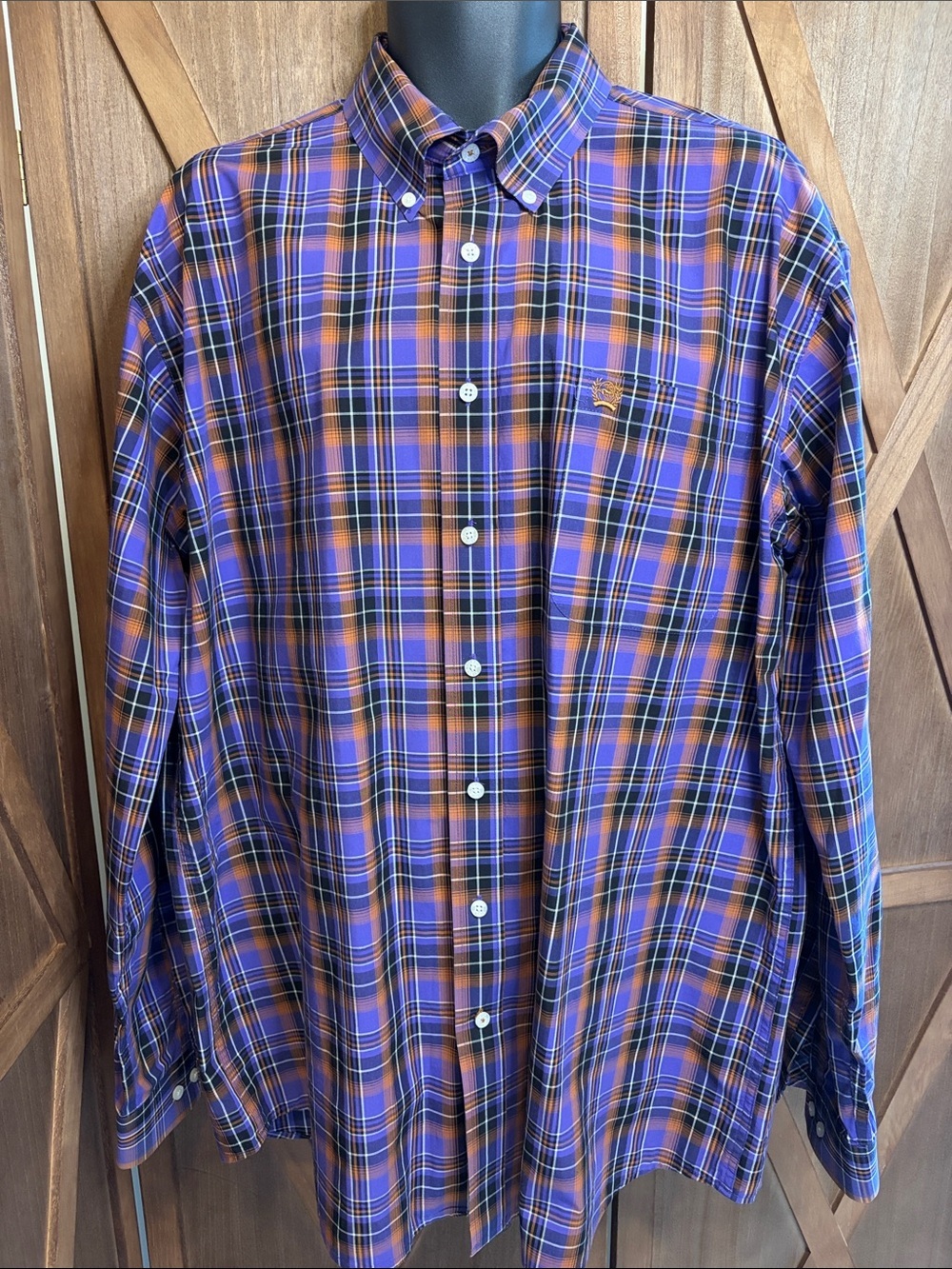 CINCH Purple Orange Plaid Long Sleeve Button-Down Western Shirt SIZE X-LARGE